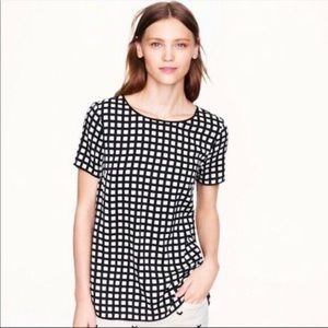J. Crew Windowpane Grid Silk Blouse